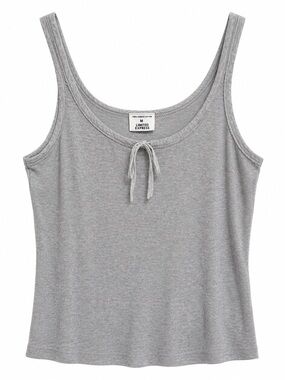 Limited Express Gray 100% Cotton Tie Front Tank Top Medium